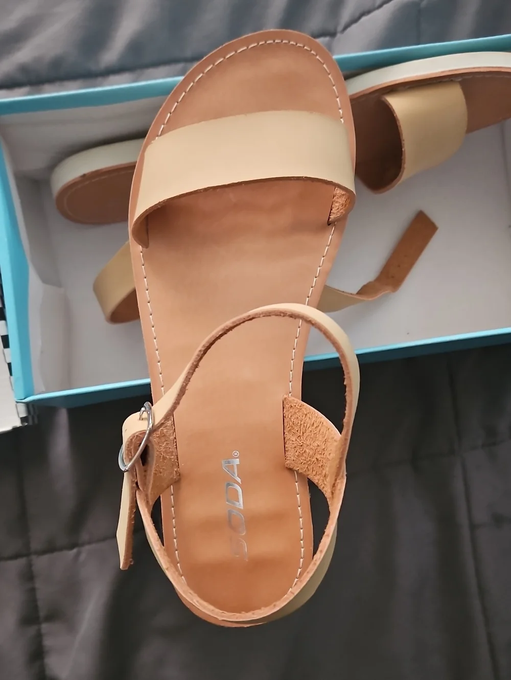 Soda Beige Strappy Leather Sandals
